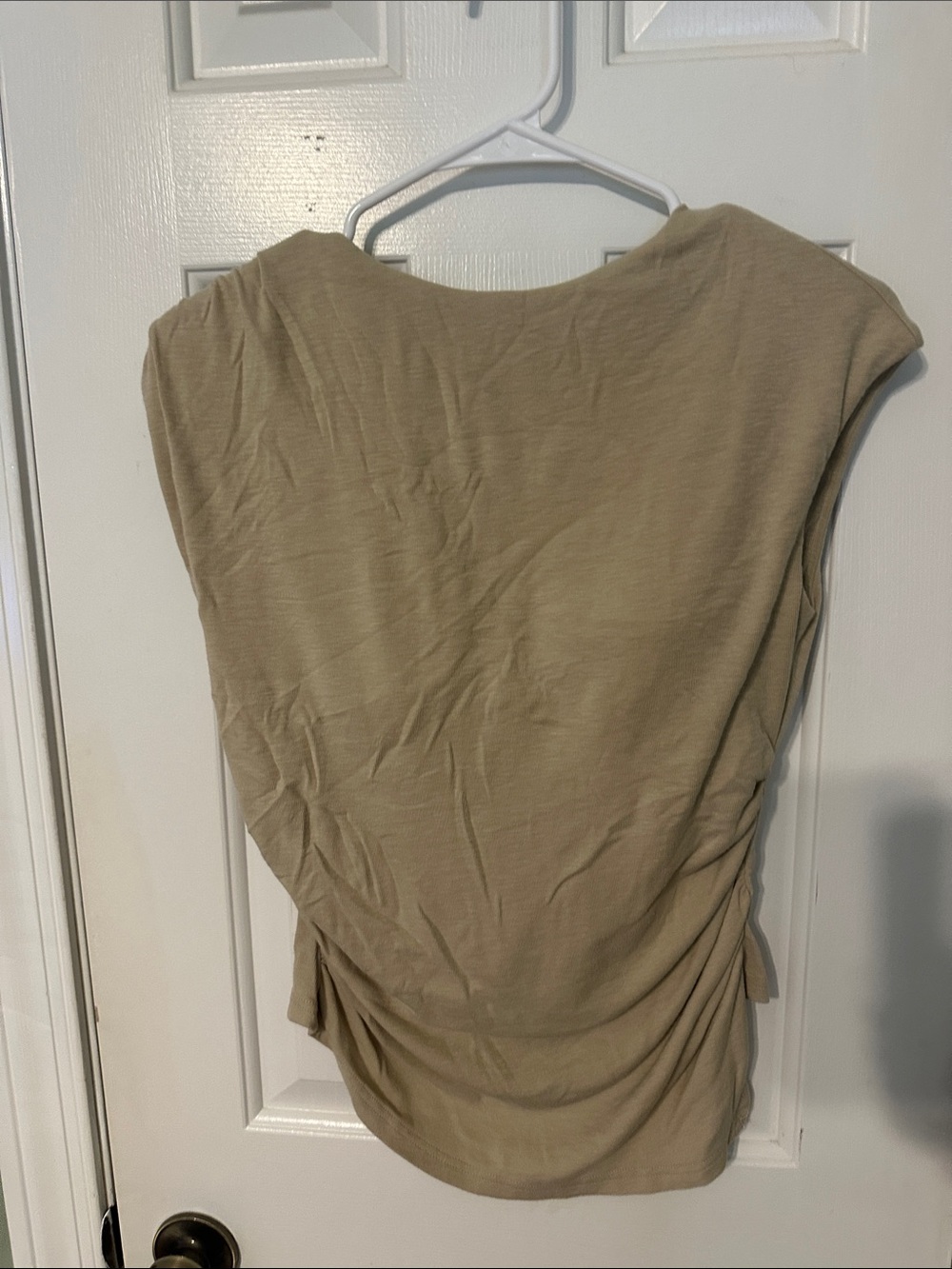 OGL Beige Ruched-Side Tank Top